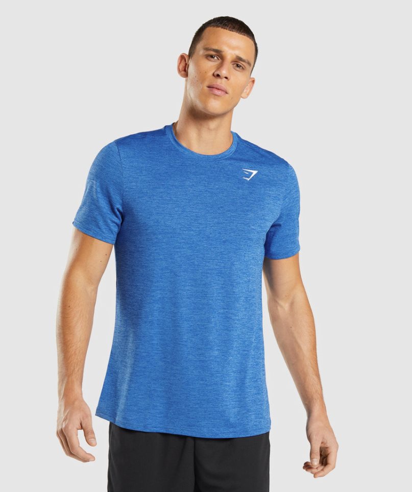 Men\'s Gymshark Arrival Marl T-Shirts Blue | CA 567N3A